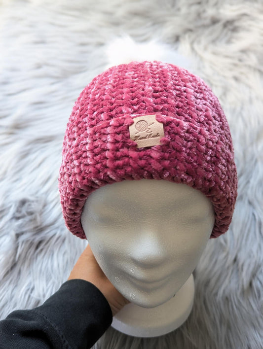 Gehäkelte Mütze - Velvet Garn - Bommel Mütze - Damen