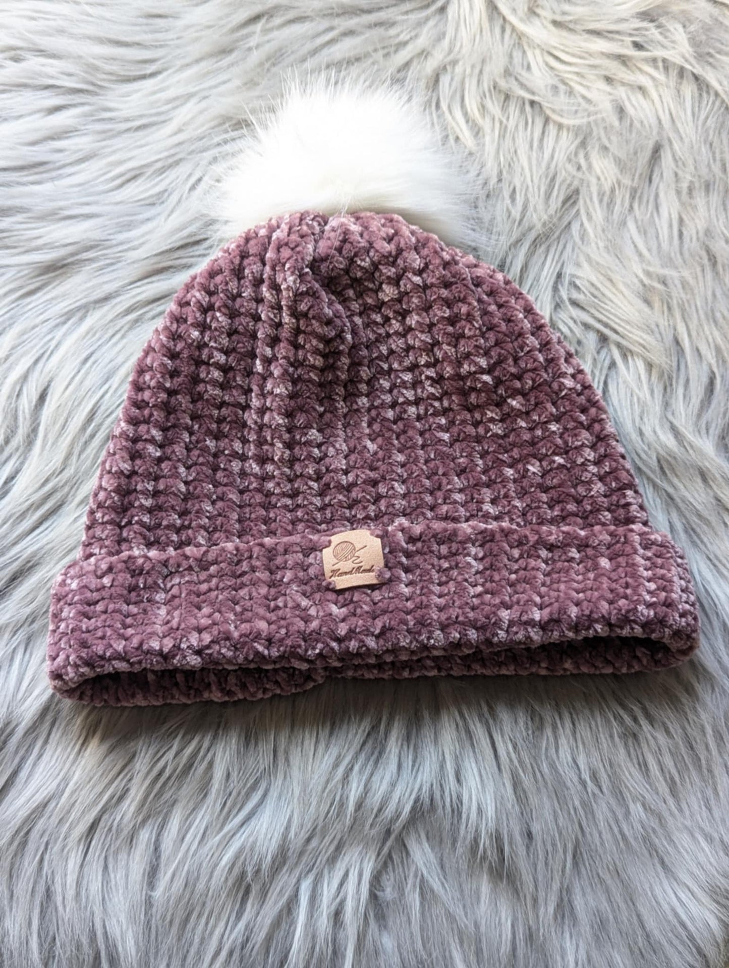 Gehäkelte Mütze - Velvet Garn - Bommel Mütze - Damen