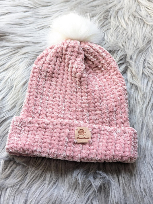 Gehäkelte Mütze - Velvet Garn - Bommel Mütze - Kids Size